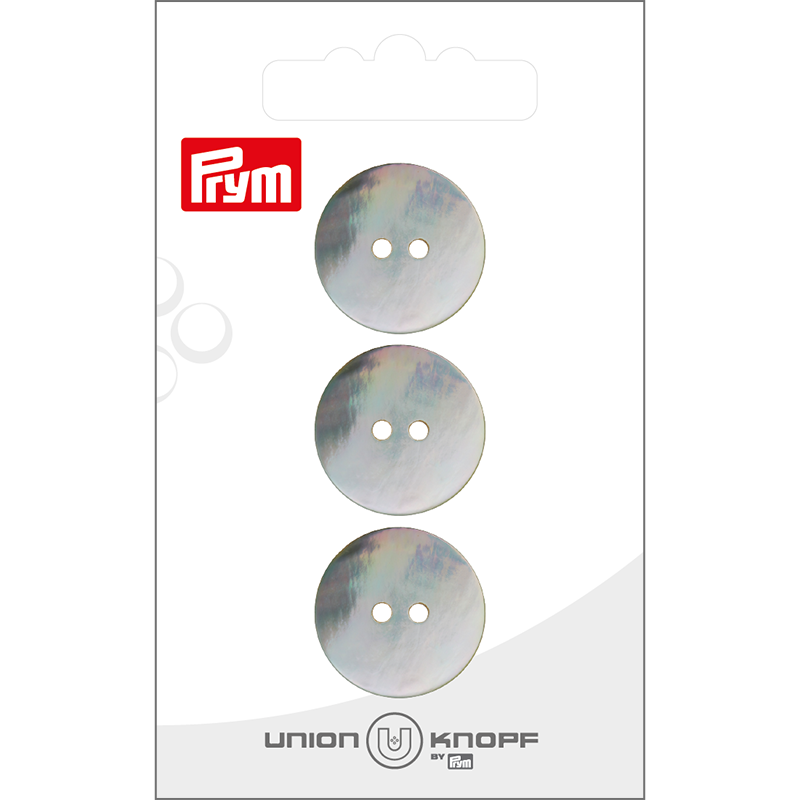 Prym Union Knopf Shell Button 2 Hole 20mm White - Pack of 3