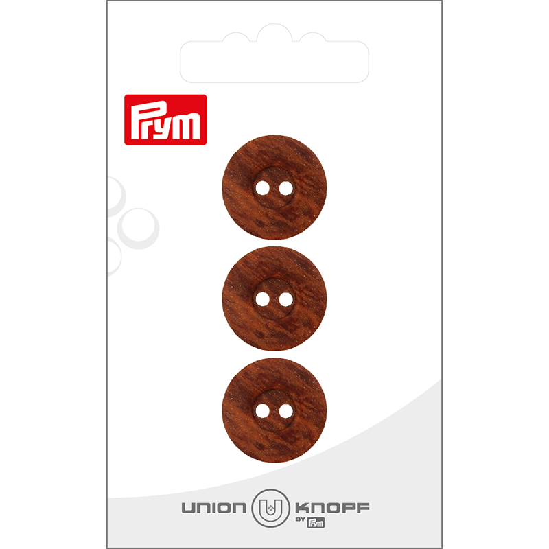 Prym Union Knopf Poly-Button 2 Hole 18mm Dark Brown - Pack of 3