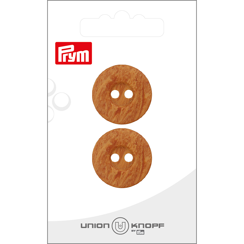 Prym Union Knopf Poly-Button 2 Hole 23mm Medium Brown - Pack of 2
