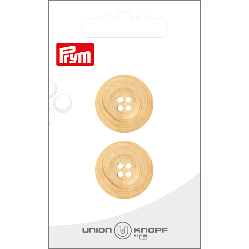 Prym Union Knopf Wood Button 4 Hole 22mm Cream - Pack of 2
