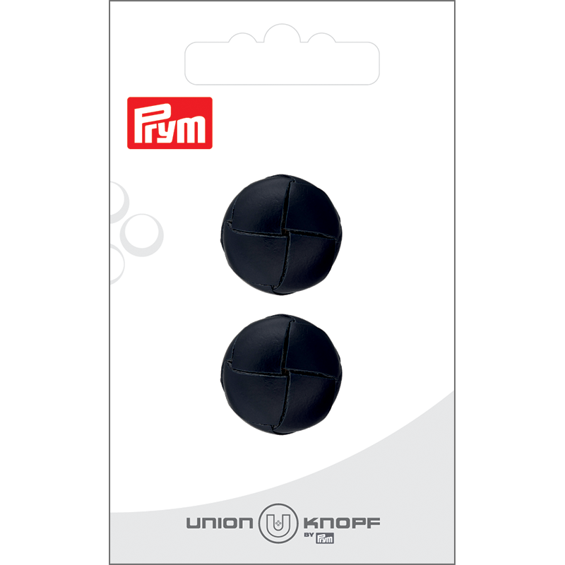 Prym Union Knopf Leather Button Shank 20mm Black - Pack of 2