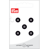 Prym Union Knopf Poly-Button 4 Hole 9mm Black - Pack of 5