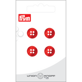 Prym Union Knopf Poly-Button 4 Hole 12mm Red - Pack of 4