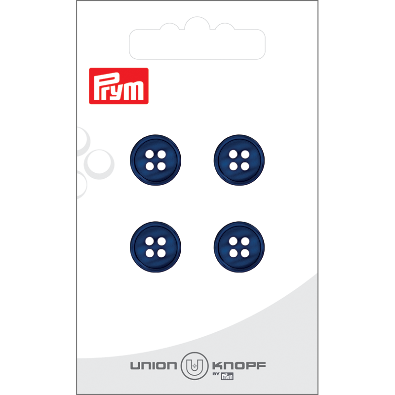 Prym Union Knopf Poly-Button 4 Hole 12mm Navy - Pack of 4