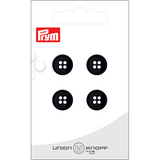 Prym Union Knopf Poly-Button 4 Hole 12mm Black - Pack of 4