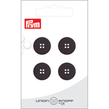 Prym Union Knopf Poly-Button 4 Hole 15mm Black - Pack of 4
