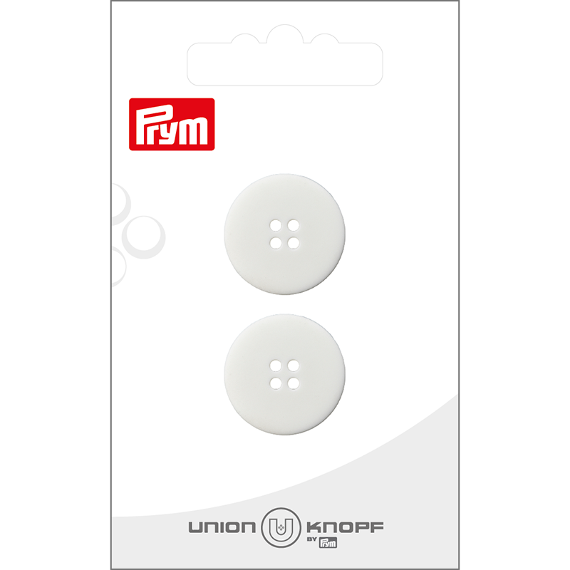 Prym Union Knopf Poly-Button 4 Hole 20mm White - Pack of 2