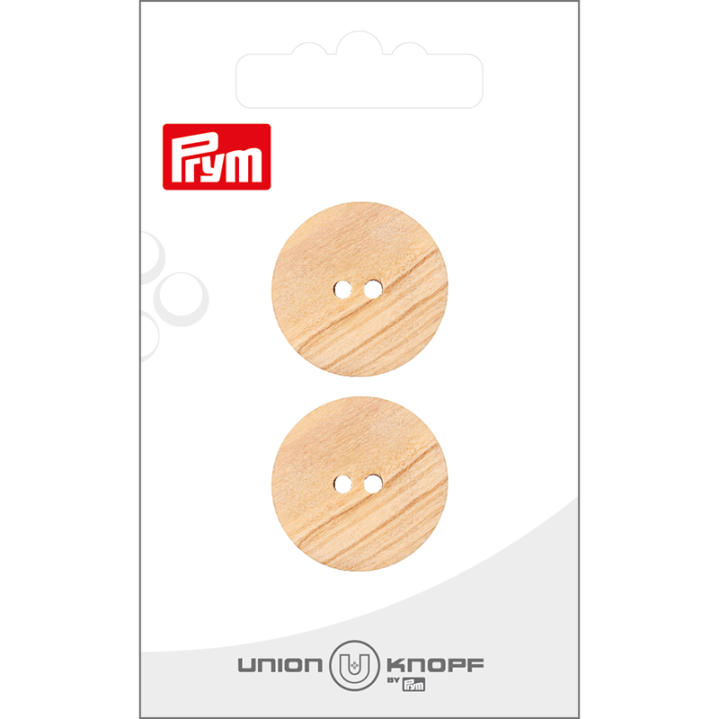 Prym Union Knopf Wood Button 2 Hole 23mm Beige - Pack of 2