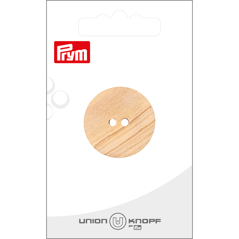 Prym Union Knopf Wood Button 2 Hole 28mm Beige - Pack of 1