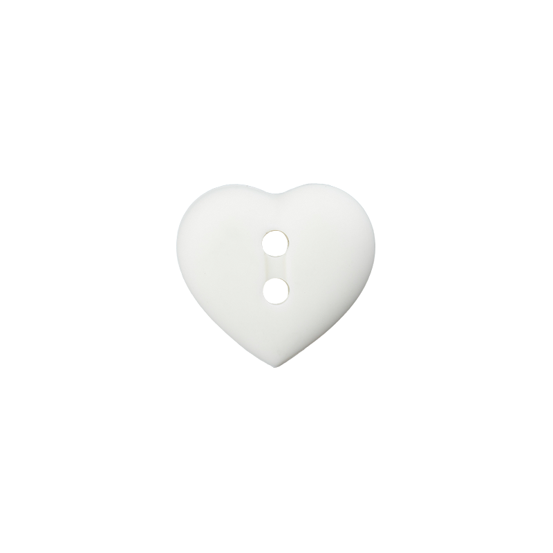 Prym Union Knopf Poly-Button 2 Hole Heart 12mm White - Pack of 4