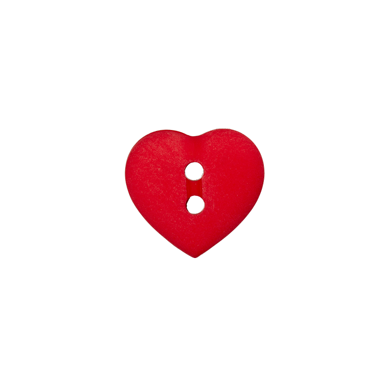 Prym Union Knopf Poly-Button 2 Hole Heart 12mm Red - Pack of 4