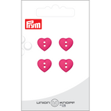 Prym Union Knopf Poly-Button 2 Hole Heart 12mm Pink - Pack of 4