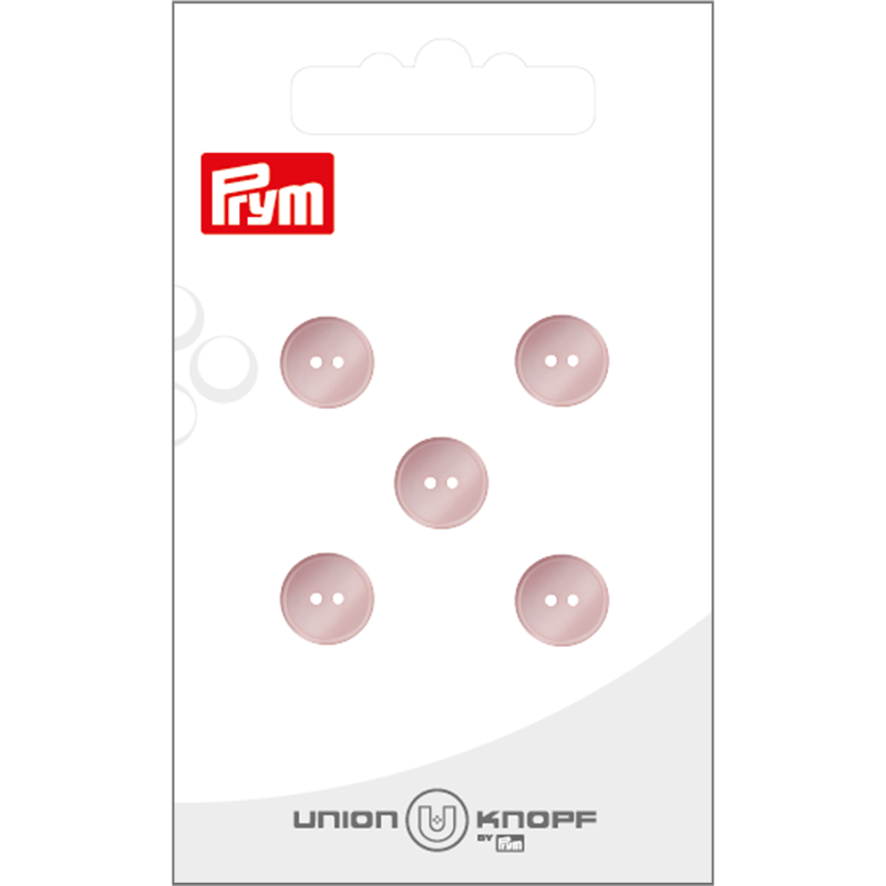 Prym Union Knopf Poly-Button 2 Hole 10mm Rose - Pack of 5