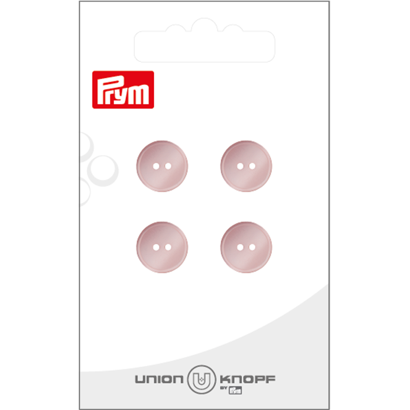 Prym Union Knopf Poly-Button 2 Hole 12mm Rose - Pack of 4