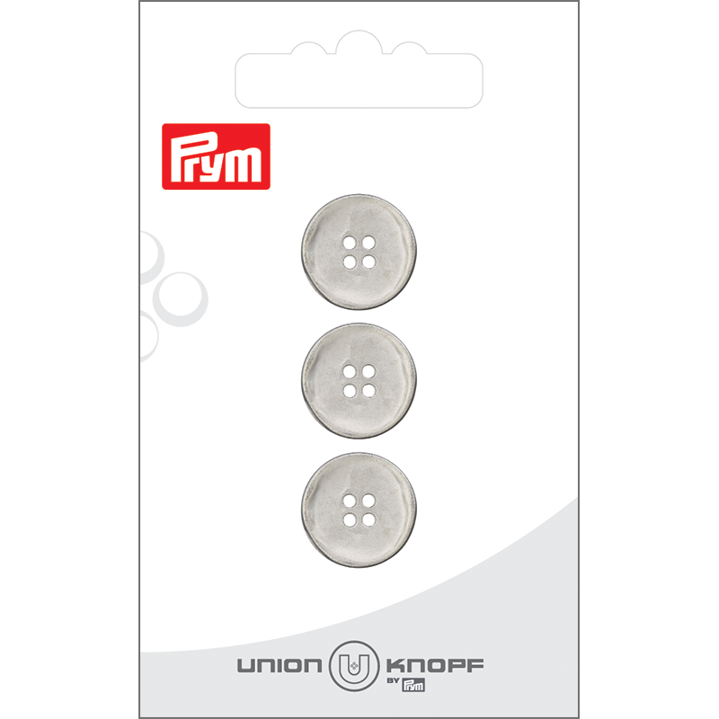 Prym Union Knopf Metal Button Shank 15mm Silver Matt - Pack of 3