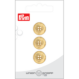 Prym Union Knopf Metal Button Shank 15mm Gold Matt - Pack of 3