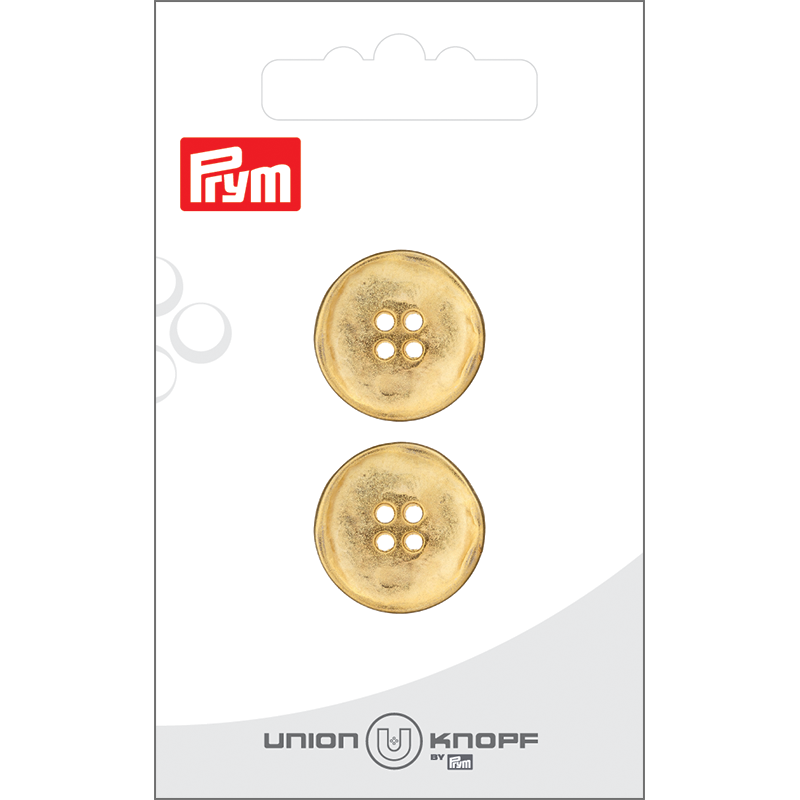 Prym Union Knopf Metal Button Shank 20mm Gold Matt - Pack of 2