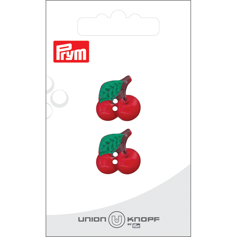 Prym Union Knopf Poly Button 2 Hole Cherry 18mm Red - Pack of 2