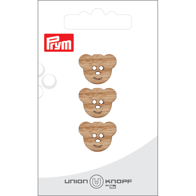 Prym Union Knopf Wood Button 2 Hole 18mm Beige - Pack of 3