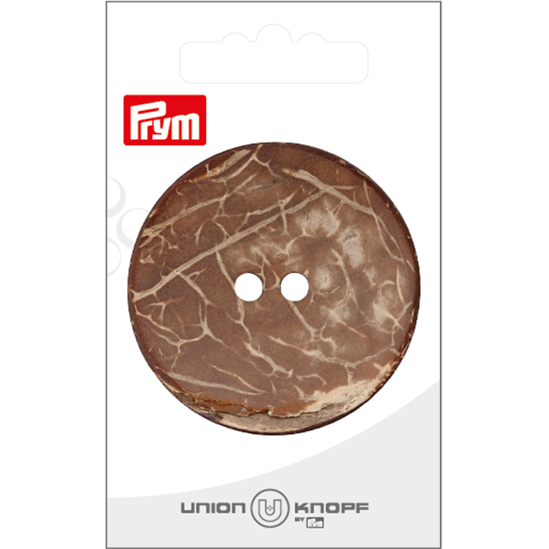 Prym Union Knopf Coconut Button 2 Hole 50mm M-Brown - Pack of 1