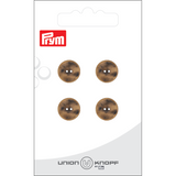Prym Union Knopf Metal Button 2 Hole 12mm Antique Brass - Pack of 4