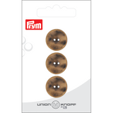 Prym Union Knopf Metal Button 2 Hole 18mm Antique Brass - Pack of 3