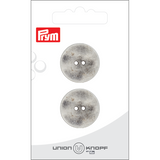 Prym Union Knopf Metal Button 2 Hole 23mm Antique Silver - Pack of 2