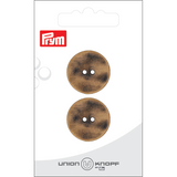 Prym Union Knopf Metal Button 2 Hole 23mm Antique Brass - Pack of 2