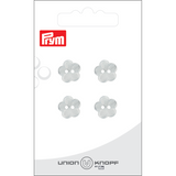 Prym Union Knopf Poly-Button 2 Hole Flower 12mm White - Pack of 4