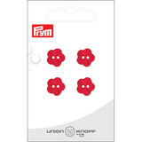 Prym Union Knopf Poly-Button 2 Hole Flower 12mm Red - Pack of 4