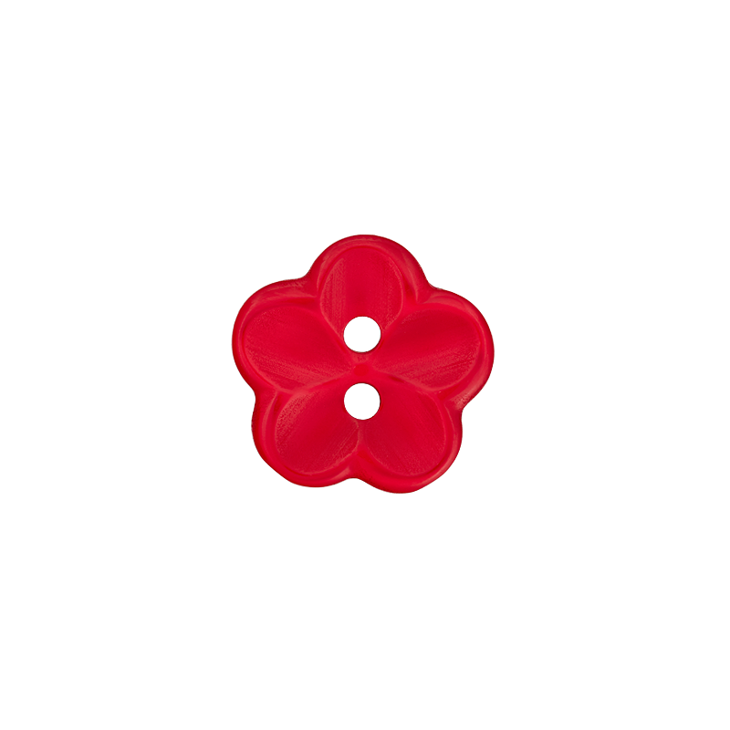 Prym Union Knopf Poly-Button 2 Hole Flower 18mm Red - Pack of 3