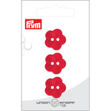 Prym Union Knopf Poly-Button 2 Hole Flower 18mm Red - Pack of 3