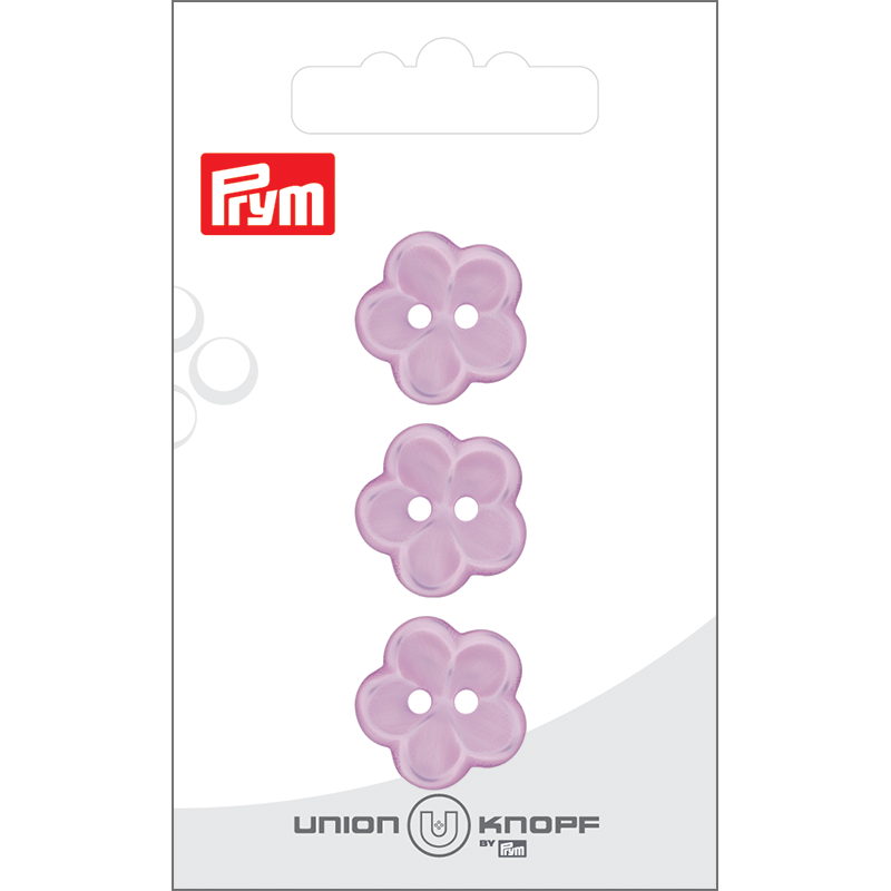Prym Union Knopf Poly-Button 2 Hole Flower 18mm Lilac - Pack of 3