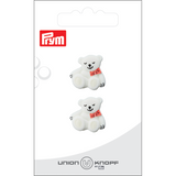 Prym Union Knopf Poly-Button Shank Bear 19mm White - Pack of 2