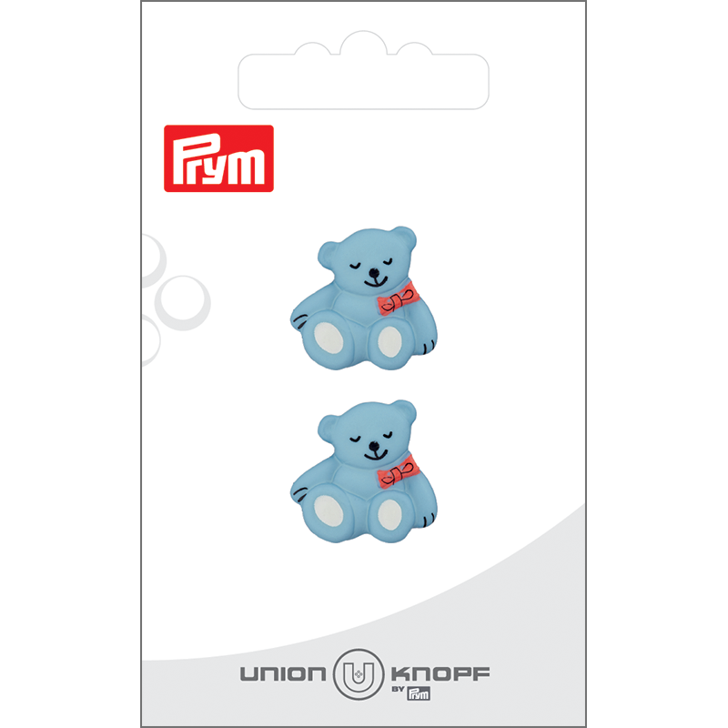 Prym Union Knopf Poly-Button Shank Bear 19mm L-Blue - Pack of 2