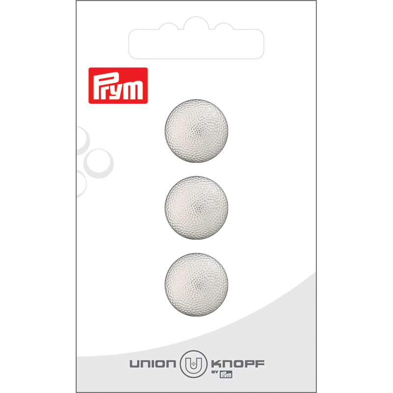 Prym Union Knopf Metal Button Shank 15mm Silver - Pack of 3