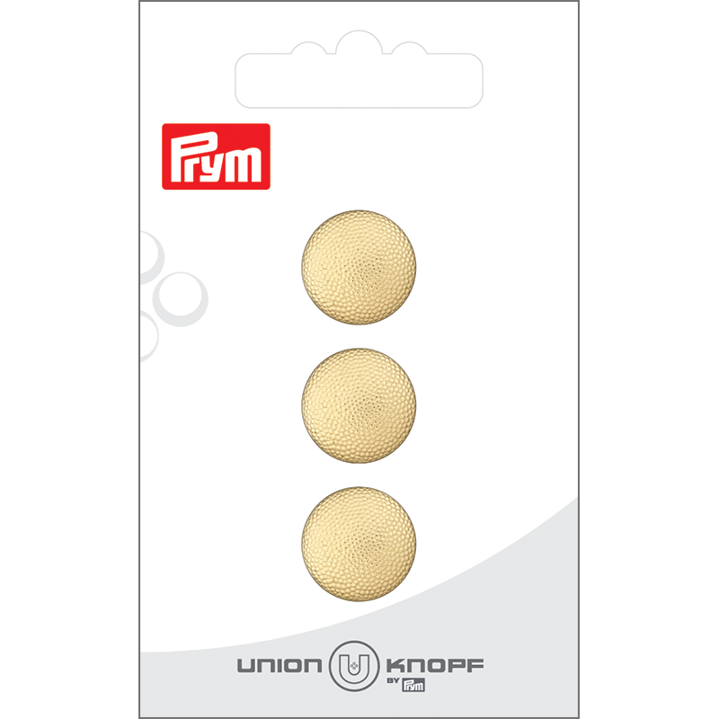 Prym Union Knopf Metal Button Shank 15mm Gold - Pack of 3