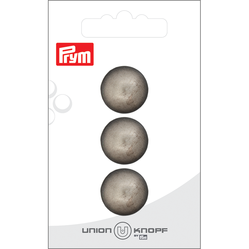 Prym Union Knopf Metal Button Shank 18mm Antique Silver - Pack of 3