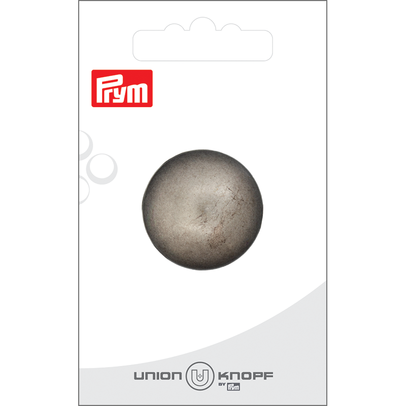 Prym Union Knopf Metal Button Shank 28mm Antique Silver - Pack of 1