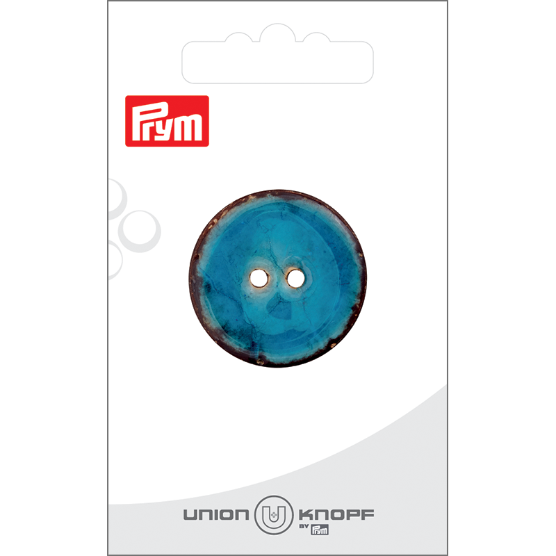Prym Union Knopf Coconut Button 2 Hole 30mm Dark Turquoise - Pack of 1