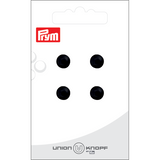 Prym Union Knopf Glass Button 2 Hole 8mm Black - Pack of 4