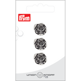 Prym Union Knopf Metal Button Shank 15mm Antique Silver - Pack of 3