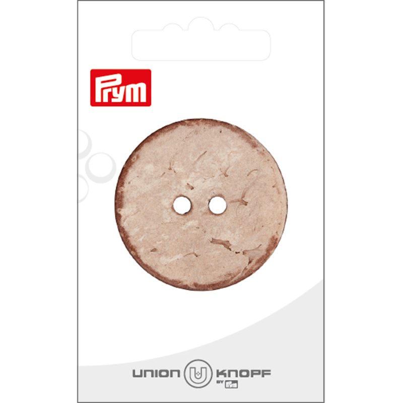 Prym Union Knopf Coconut Button 2 Hole 40mm L-Brown - Pack of 1