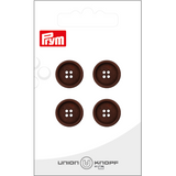 Prym Union Knopf Corozo Button 4 Hole 15mm D-Brown - Pack of 4