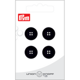 Prym Union Knopf Corozo Button 4 Hole 15mm Black - Pack of 4