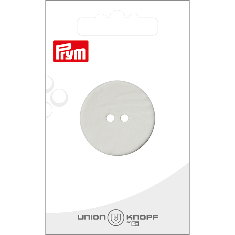 Prym Union Knopf Poly-Button 2 Hole 30mm White - Pack of 6