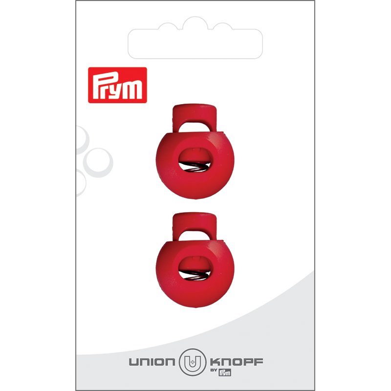 Prym Union Knopf Cord Stop/Cord Width 8mm 4 Hole 20mm Red - Pack of 2