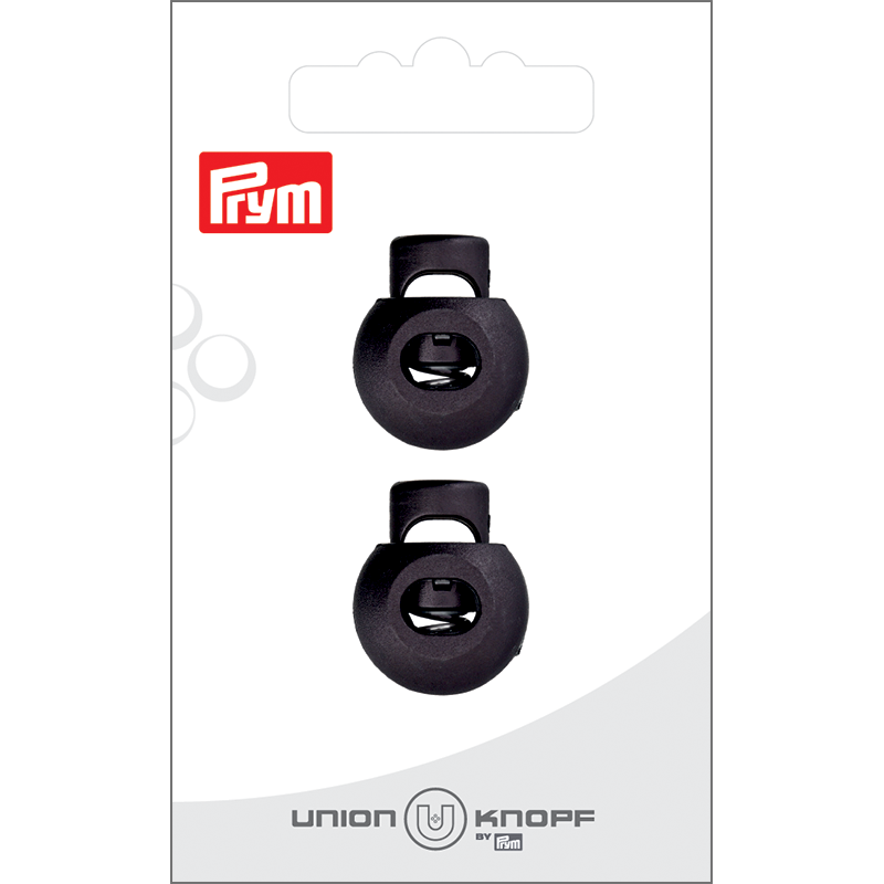 Prym Union Knopf Cord Stop/Width 8mm 4 Hole 20mm Black - Pack of 2