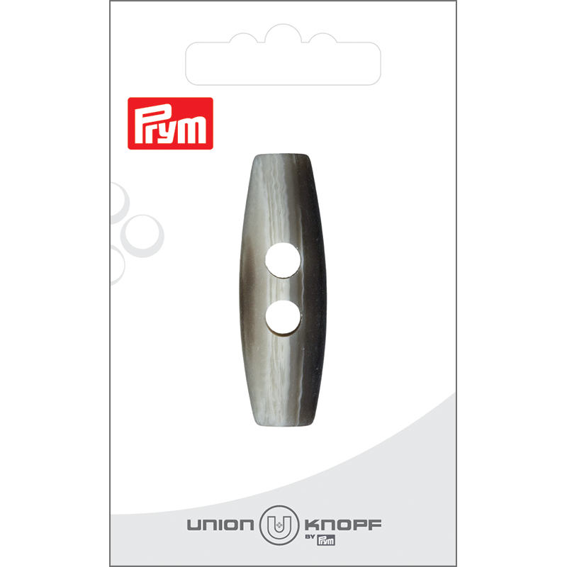 Prym Union Knopf Poly-Toggle 2 Hole 45mm Medium Grey - Pack of 1