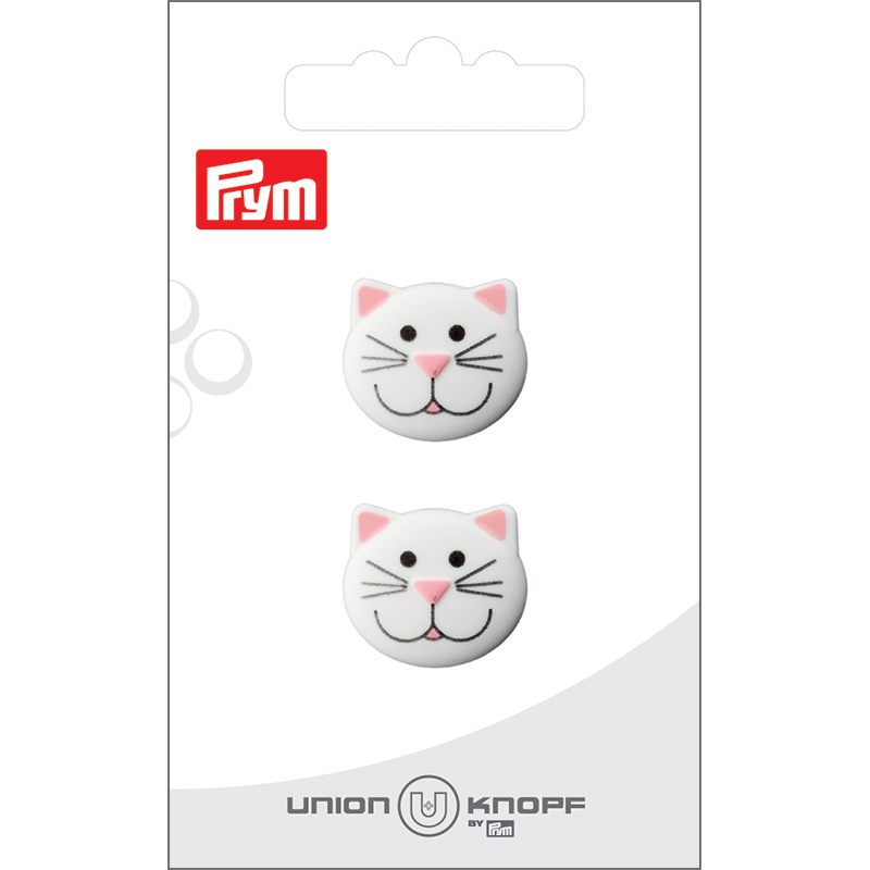 Prym Union Knopf Poly-Button Shank Cat 20mm White - Pack of 2